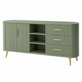 Aparador 160 x 40 x 80 cm de MDF verde con almacenamiento estilo moderno