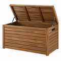Arcón de almacenamiento 120 x 60 x 65 cm de madera marrón para exterior con tapa elevable