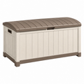 Arcón de almacenaje 120 x 60 x 63 cm de plástico beige y marrón para exterior con tapa