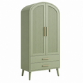 Armario 80 x 40 x 180 cm de madera verde con cajones estilo retro