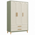 Armario 120 x 50 x 180 cm de madera beige y verde con 3 puertas y 2 cajones