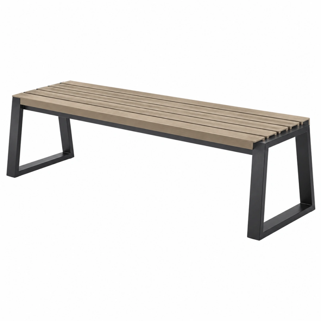Banco 180 x 35 x 45 cm de madera y metal marrón y negro estilo industrial para exterior