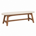Banco tapizado 140 x 40 x 46 cm de madera color nogal y crema estilo moderno