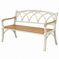 Banco de jardín 120 cm de metal y madera beige marrón de 2 plazas estilo clásico
