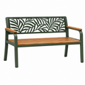 Banco de jardín 122 x 63 x 88 cm de metal y madera marrón verde con respaldo decorativo