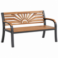 Banco de jardín 122 x 63 x 91 cm de madera y metal marrón negro con respaldo decorativo