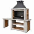 Barbacoa de obra 160 x 70 x 230 cm de hormigón gris y acero negro para exterior estilo contemporáneo